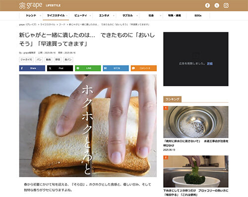 grapeでグリルホットサンドメッシュが紹介されました