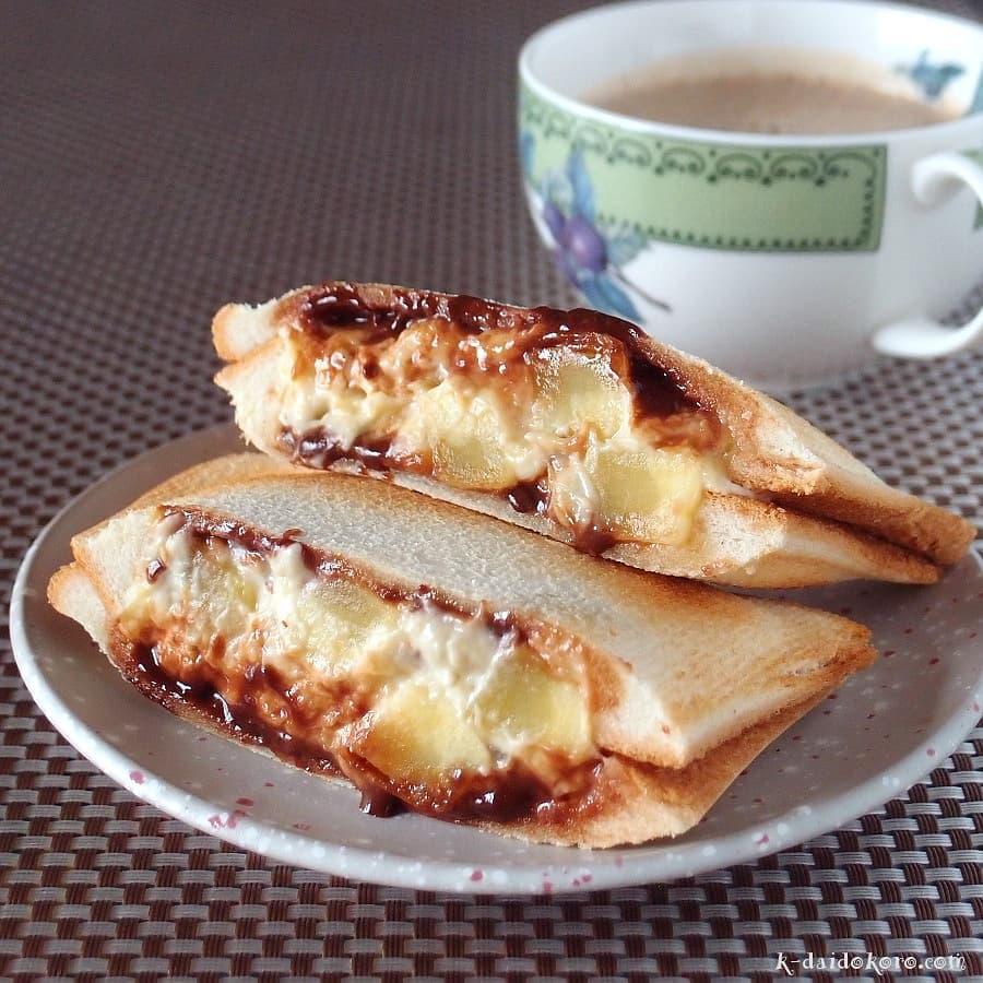 焼き芋とバナナクリームのホットサンド