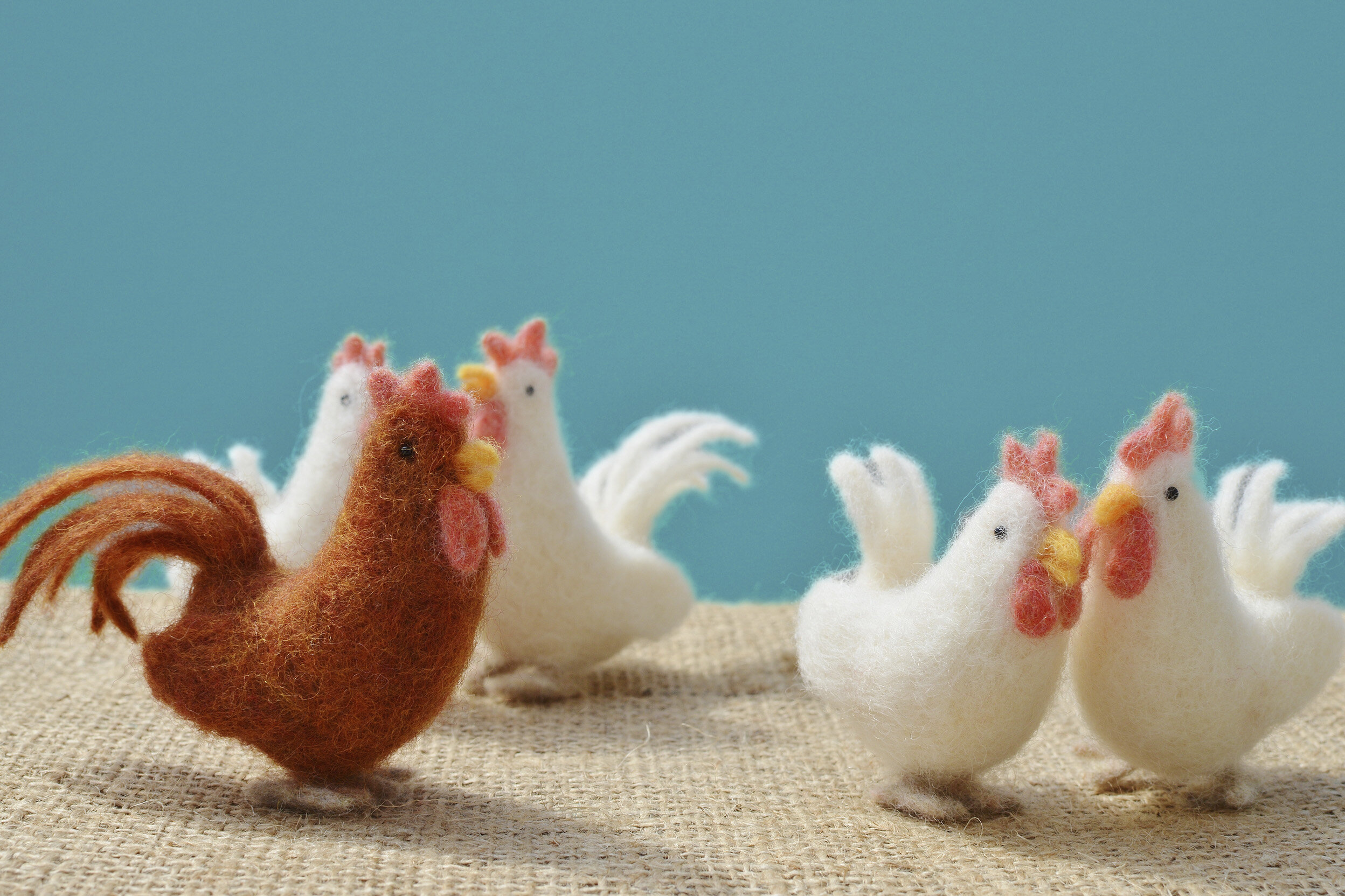 羊毛フェルトの鶏